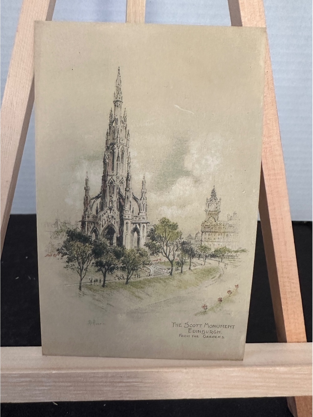 Vintage Edinburgh The Scott Monument From The Gardens Andrew Allan Postcard M&L